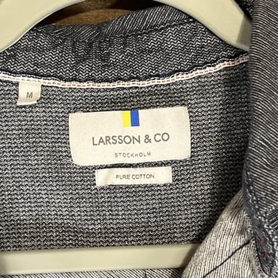 Larson & Co Men’s Button Down Shirt Pure Cotton Blue Size M - Thumbnail 3