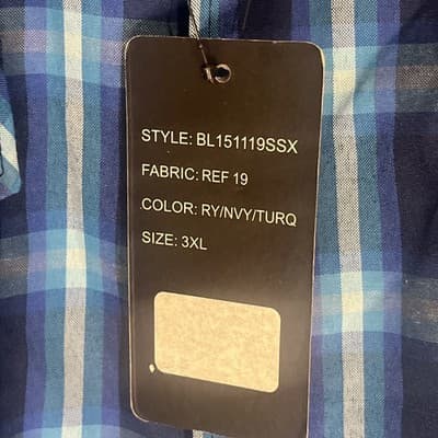 Blac Lacquer Men’s Button Up Shirt Blue Plaid Short Sleeve Size 3XL - Thumbnail 4