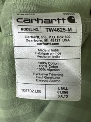 Carhartt Men's L Tall Large Tall Loose Fit Plaid Short Sleeve Shirt Green - Thumbnail 4