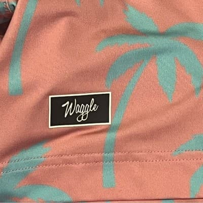 Waggle Golf Polo Shirt Pink Blue Palm Tree Short Sleeve Performance Men's Sz XL - Thumbnail 4