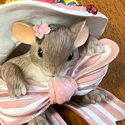 Fitz & Floyd Charming Tails "Pretty In Pink" Mouse Figurine NIB 89/229 - Thumbnail 10