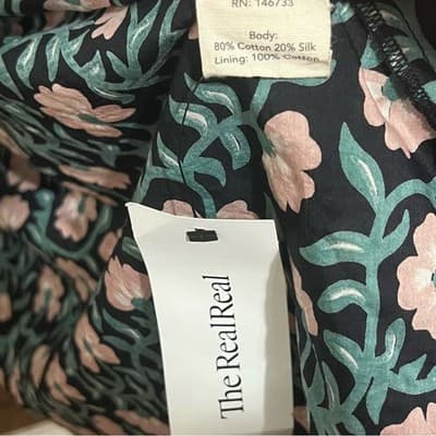 MIRTH Singapore Dress Dark Posy Floral Cotton Silk Asymmetrical Maxi Sz Small - Thumbnail 3