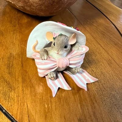 Fitz & Floyd Charming Tails "Pretty In Pink" Mouse Figurine NIB 89/229 - Thumbnail 6