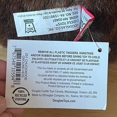 Douglas Cuddle Toys Chuckwood Groundhog Plush 11" Stuffed Animal Woodchuck NWT - Thumbnail 8