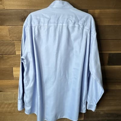 Orvis Men's L Blue Herringbone Button Down Long Sleeve Shirt Wrinkle Free Cotton - Thumbnail 5