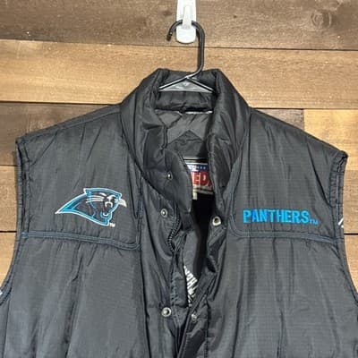 VTG 90’s Carolina Panthers NFL Gameday Turbo Sportswear Puffy Vest Large - Thumbnail 2