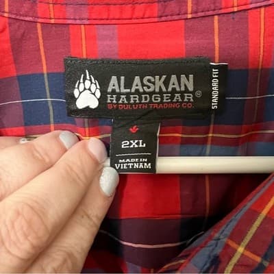 Alaskan Hardgear Duluth Trading Borealis Plaid Short Sleeve Shirt Mens Size 2XL - Thumbnail 3