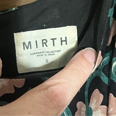 MIRTH Singapore Dress Dark Posy Floral Cotton Silk Asymmetrical Maxi Sz Small - Thumbnail 2