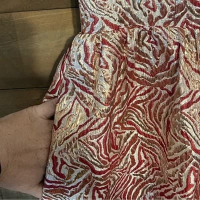 Lucy Paris Rose Gold Metallic Zebra-Print Midi Dress Size Medium - Thumbnail 4