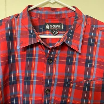 Alaskan Hardgear Duluth Trading Borealis Plaid Short Sleeve Shirt Mens Size 2XL - Thumbnail 2