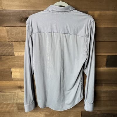 Rhone Men's Small S/P Commuter Shirt Long Sleeve Performance Navy White Stripe - Thumbnail 3