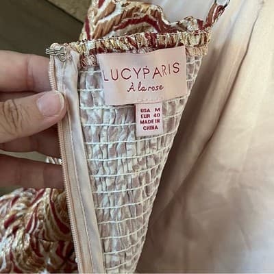 Lucy Paris Rose Gold Metallic Zebra-Print Midi Dress Size Medium - Thumbnail 2