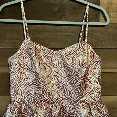 Lucy Paris Rose Gold Metallic Zebra-Print Midi Dress Size Medium - Thumbnail 3