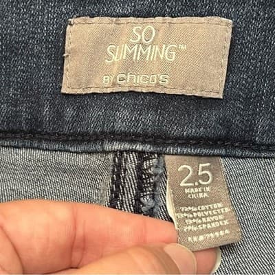 Chico's So Slimming Dark Wash Pull On Denim Jeans Women's Size 2.5 (14/16) - Thumbnail 2