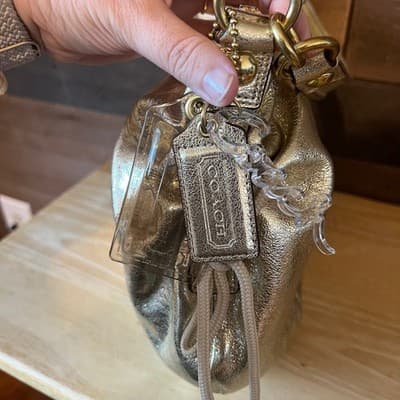 Coach Poppy Jazzy Hobo Crossbody Bag Metallic Gold Leather 20384E Rare Y2K NWT - Thumbnail 3