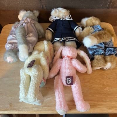Ty Attic Treasures Jointed Bear Cats Bunny Tag Flaws Lot of 5 Flawed Hangtags - Thumbnail 2