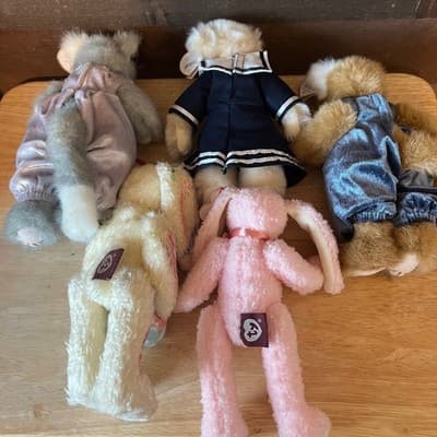 Ty Attic Treasures Jointed Bear Cats Bunny Tag Flaws Lot of 5 Flawed Hangtags - Thumbnail 3