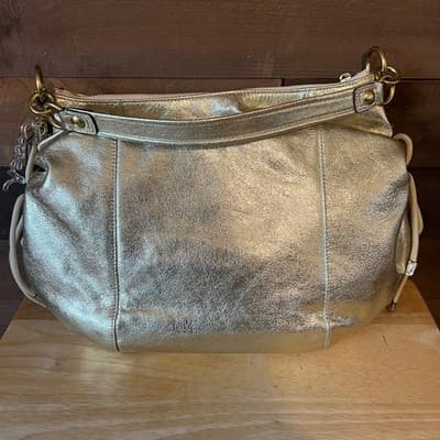 Coach Poppy Jazzy Hobo Crossbody Bag Metallic Gold Leather 20384E Rare Y2K NWT - Thumbnail 4