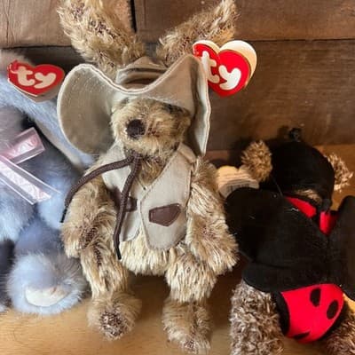 Ty Attic Treasures Jointed Plush Bears Bunny Ram Vintage Lot of 7 NWT - Thumbnail 5