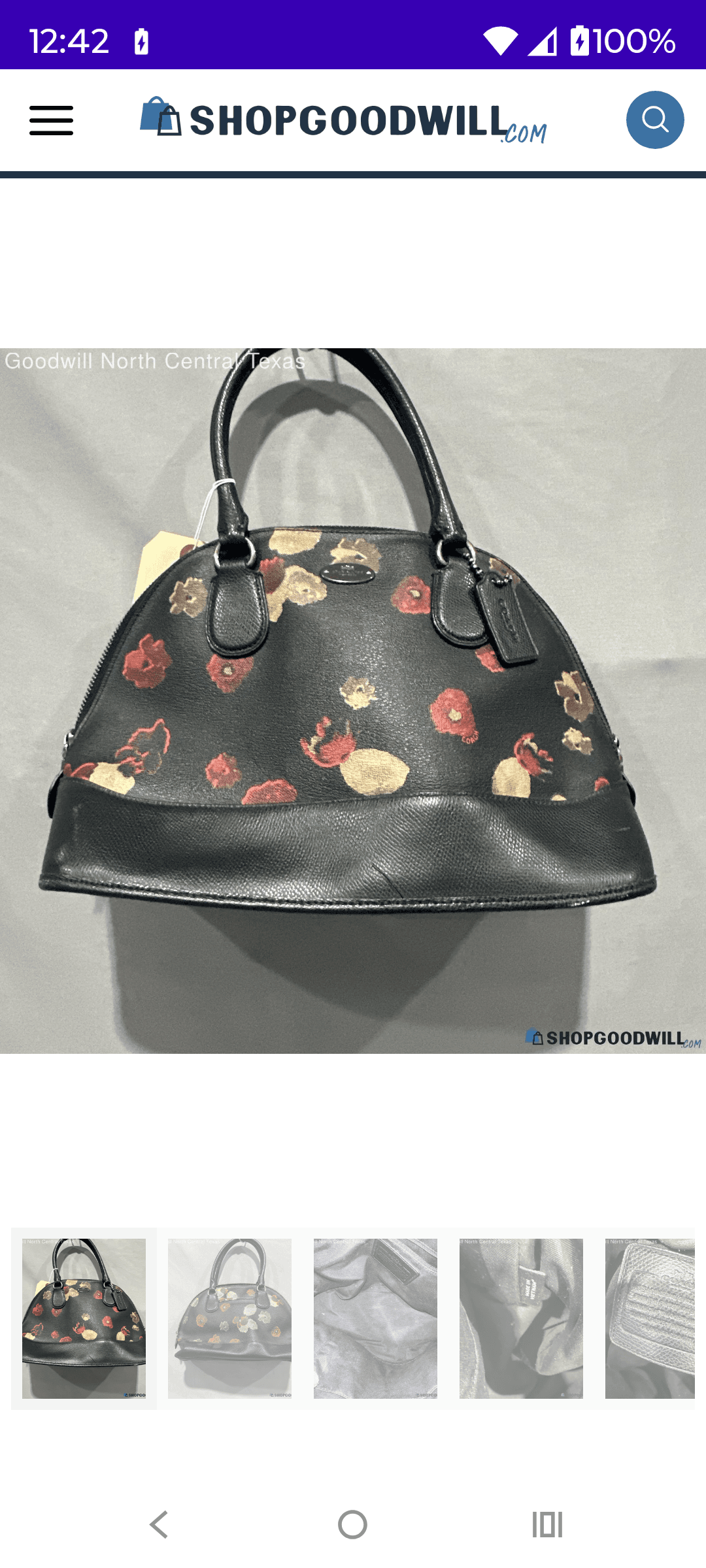 Coach - Satchel (Domed) - Black - Coated Canvas - Floral