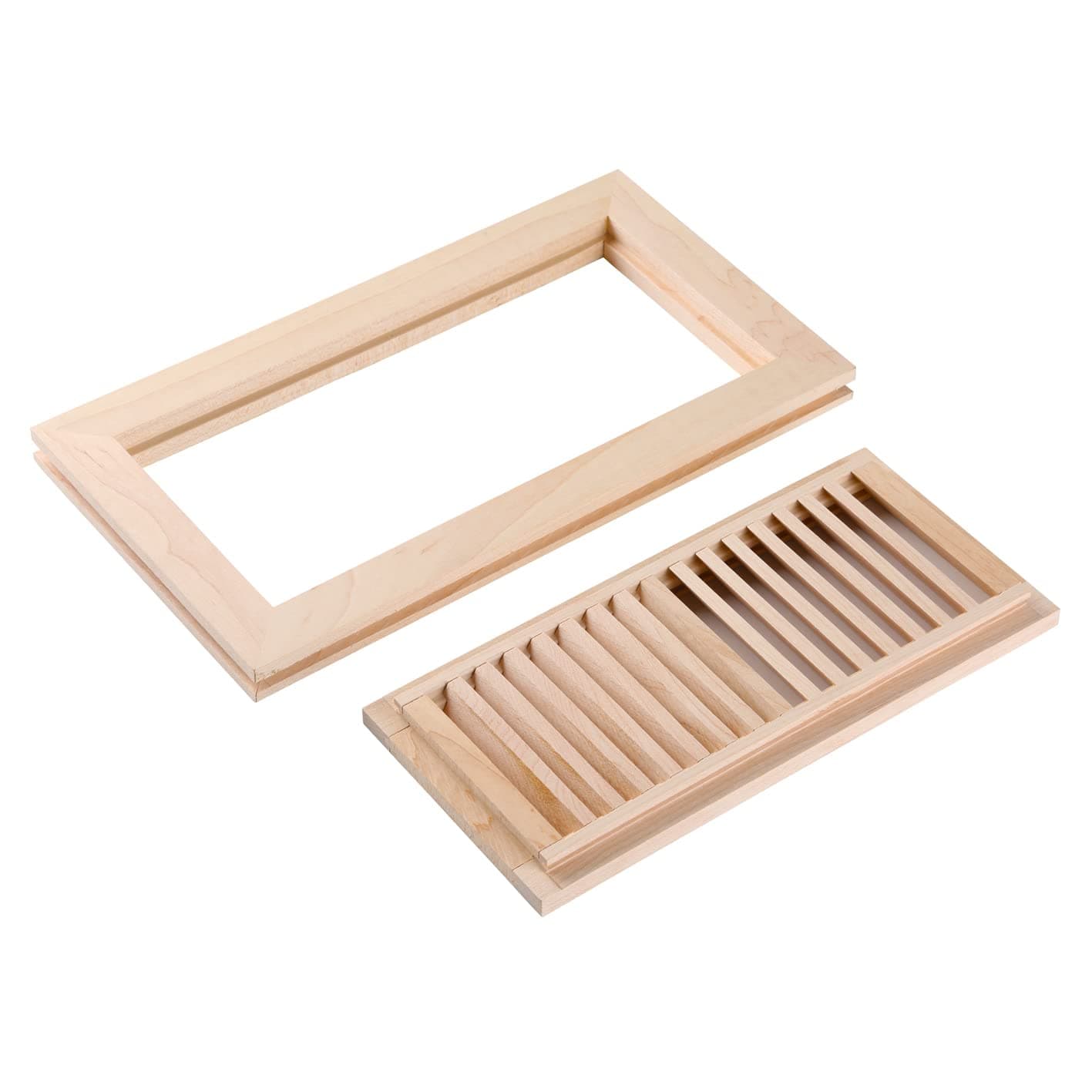 Homewell Maple Wood Floor Register Vent Flush Mount Frame 4X10 Inch Unfinished - Thumbnail 2