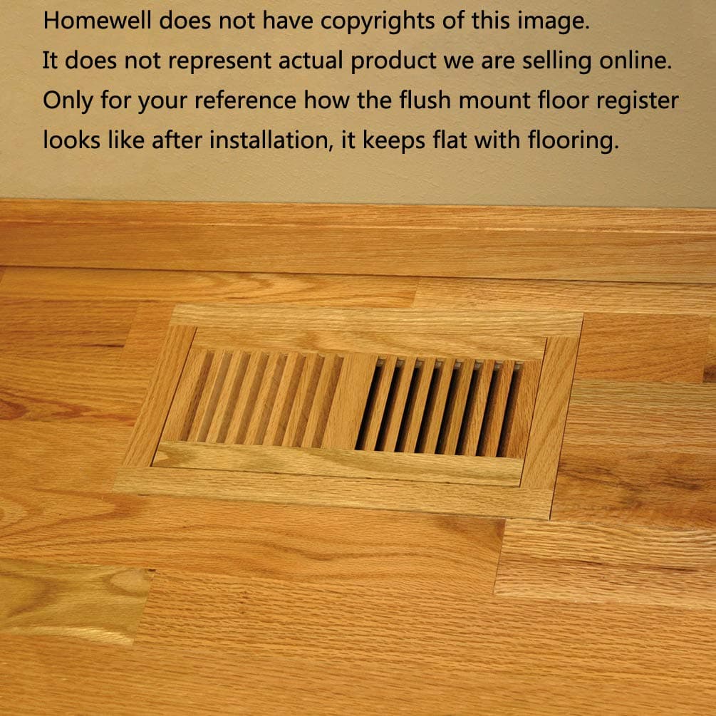 Homewell Maple Wood Floor Register Vent Flush Mount Frame 4X10 Inch Unfinished - Thumbnail 6