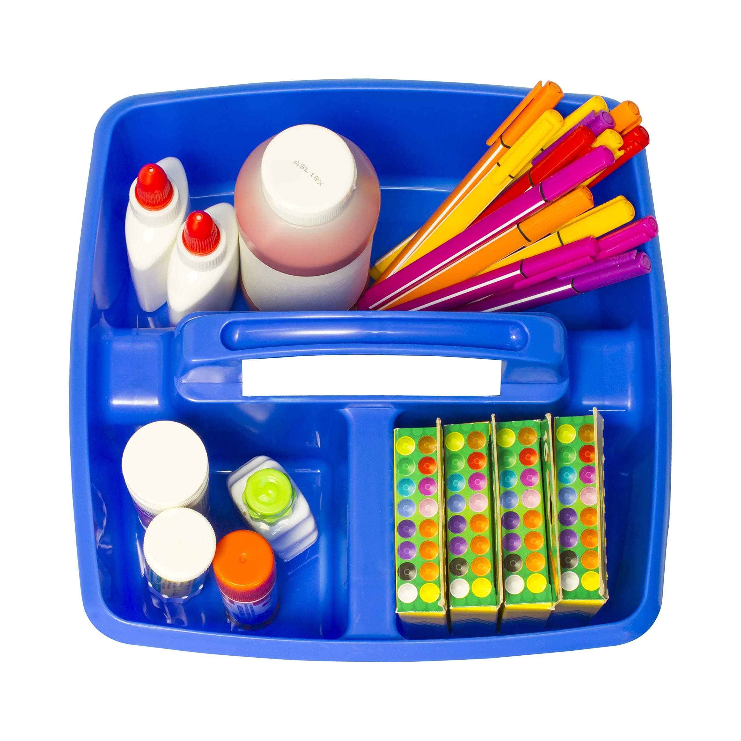 Storex 3-Compartment Small Caddy Multipurpose Classroom Organizer Handle Blue - Thumbnail 4