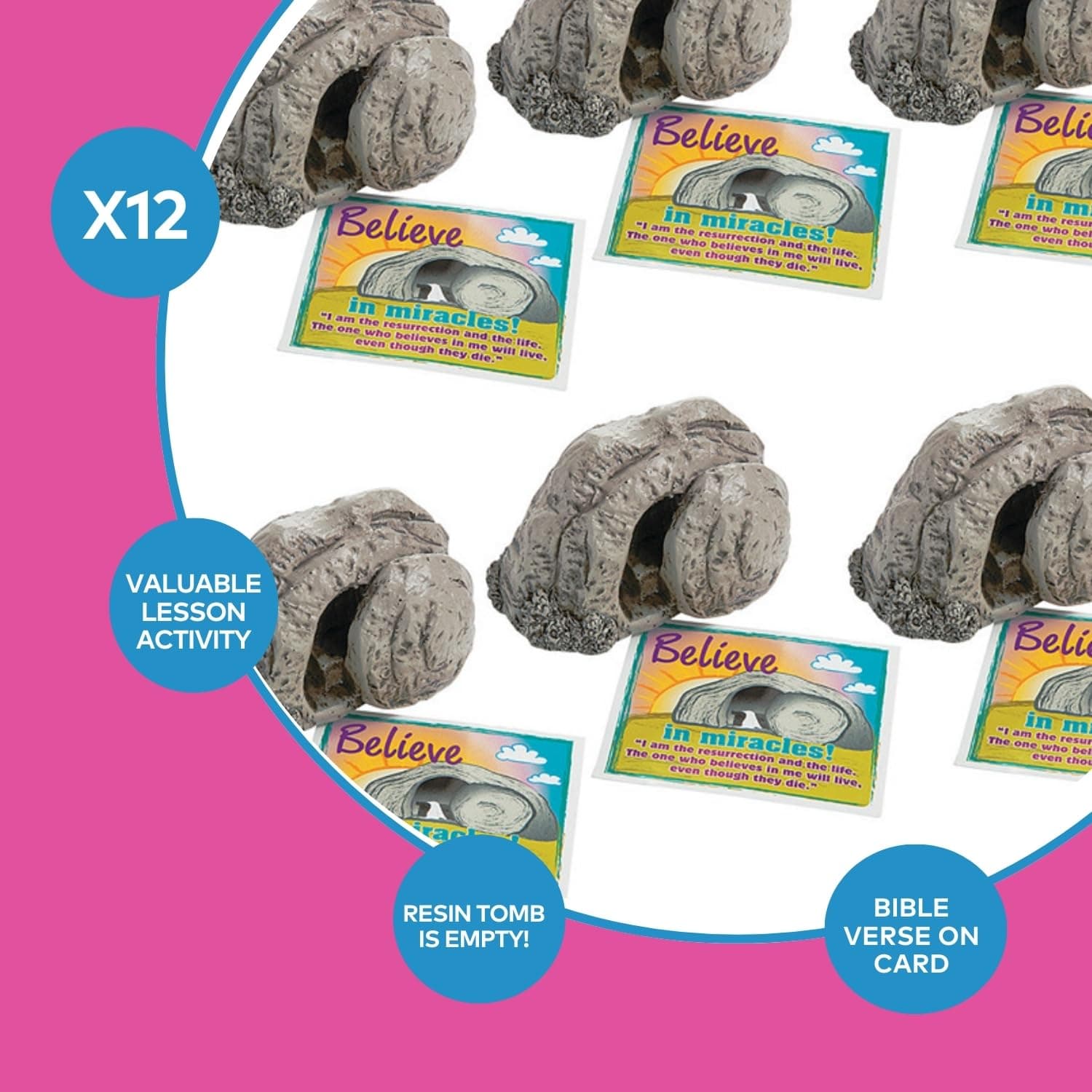 Fun Express Mini Tomb Handouts Card 12 Pack - Christian Easter Decorations - Thumbnail 2