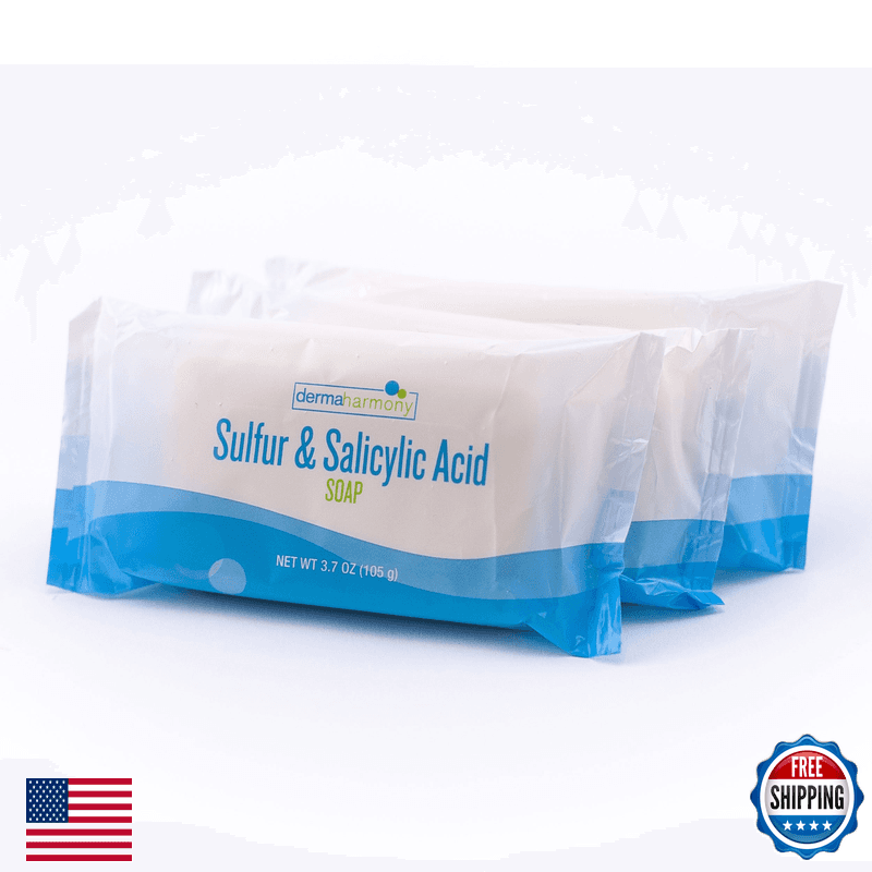 Dermaharmony Sulfur And Salicylic Acid Bar Soap 3.7 Oz Made In The Usa 3 Bars