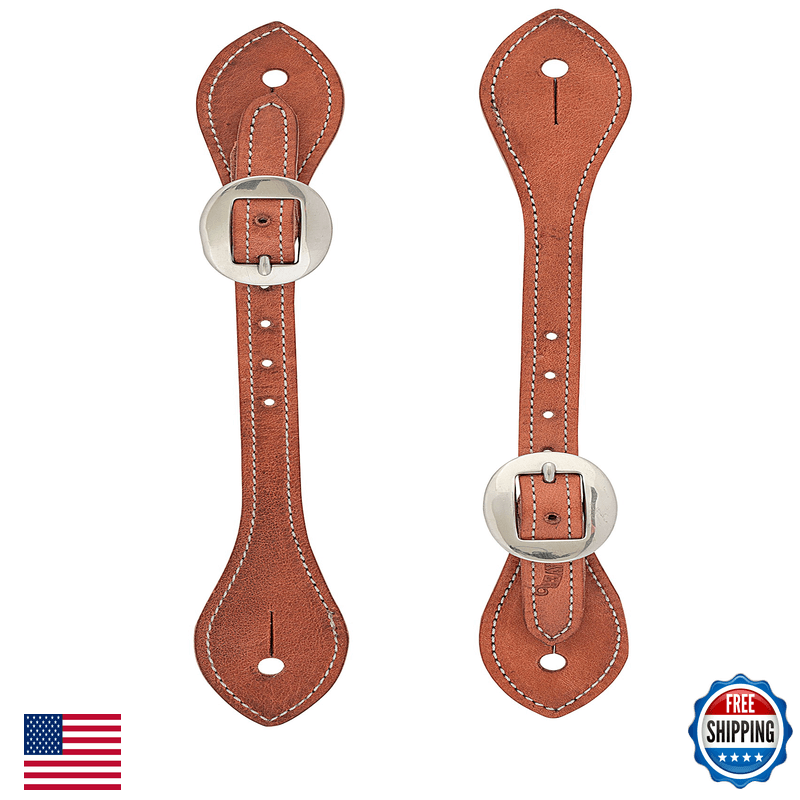 Weaver Leather Mens Flared Harness Leather Spur Straps Russet