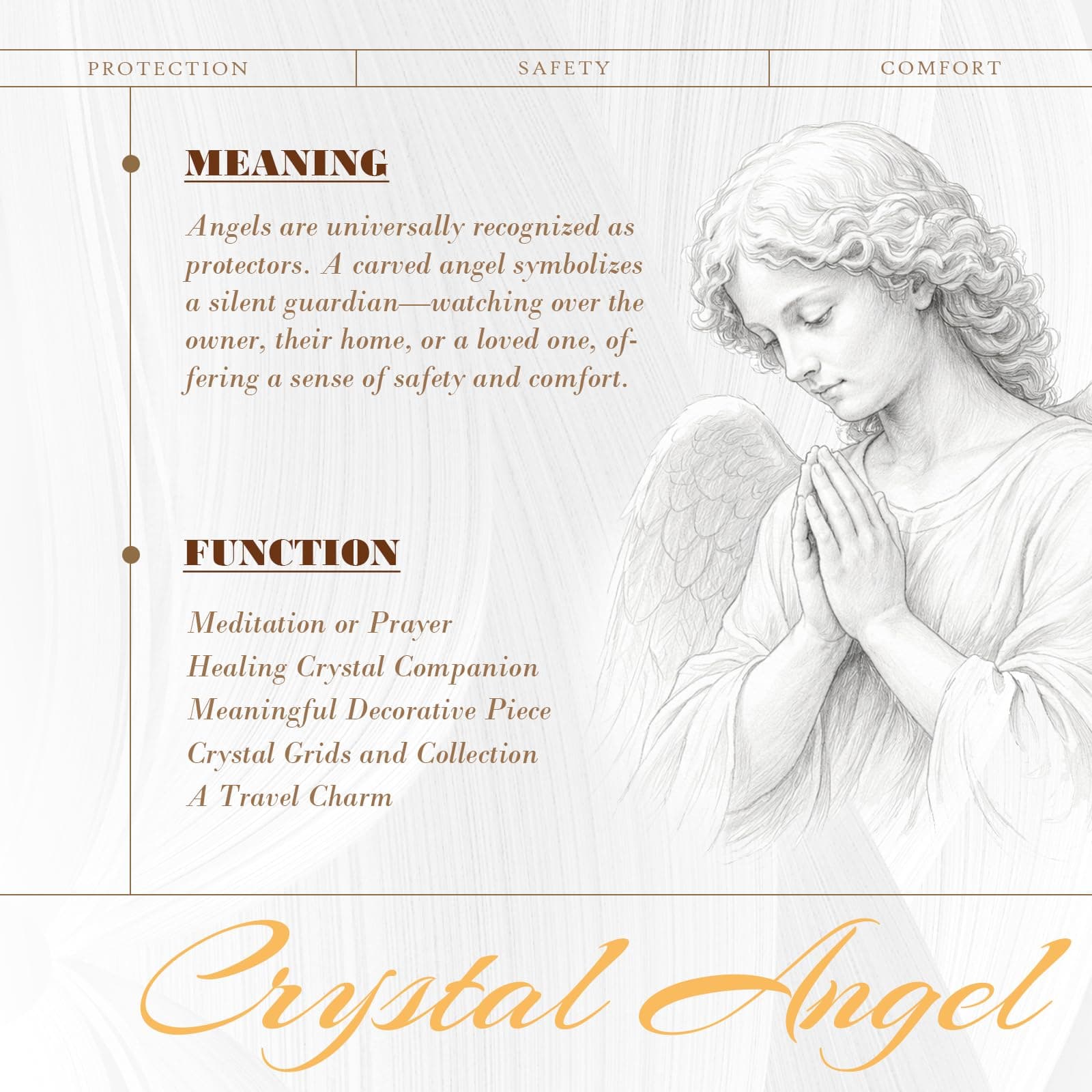 Rockcloud Healing Crystal Gemstone Carved Pocket Crystal Guardian Angel - Thumbnail 3