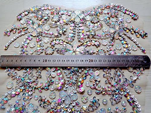 Zbroh Pure Hand Made Clear Ab Colour Sew On Rhinestones Applique Crystals - Thumbnail 5
