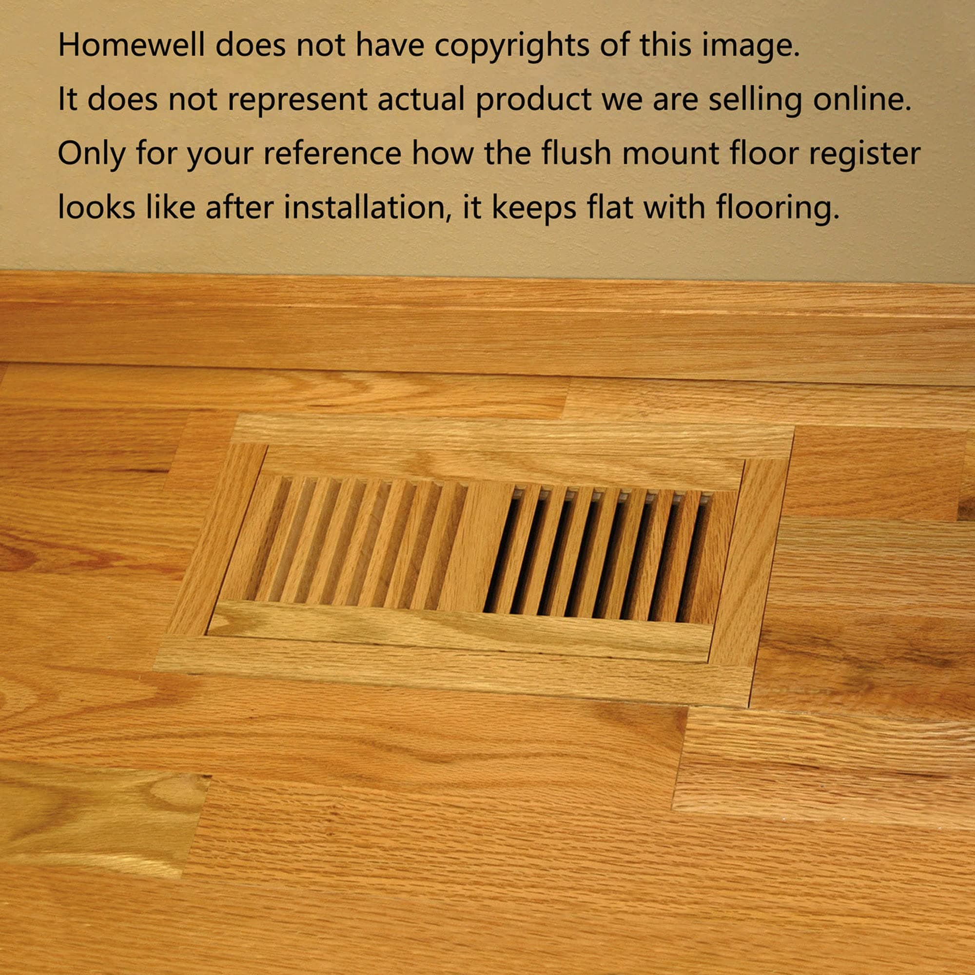 Homewell White Oak Wood Floor Register Vent Flush Mount Frame 4X12 Inch - Thumbnail 5