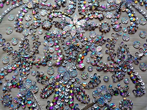 Zbroh Pure Hand Made Clear Ab Colour Sew On Rhinestones Applique Crystals - Thumbnail 6