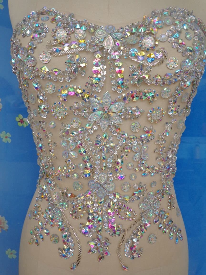 Zbroh Pure Hand Made Clear Ab Colour Sew On Rhinestones Applique Crystals - Thumbnail 2