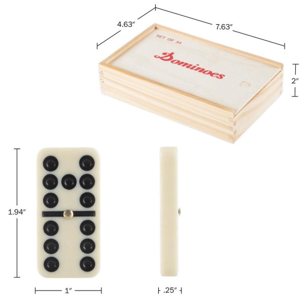 Hey! Play! Domino Set Wood Case - 55 Premium Double Nine Dominoes And - Thumbnail 7