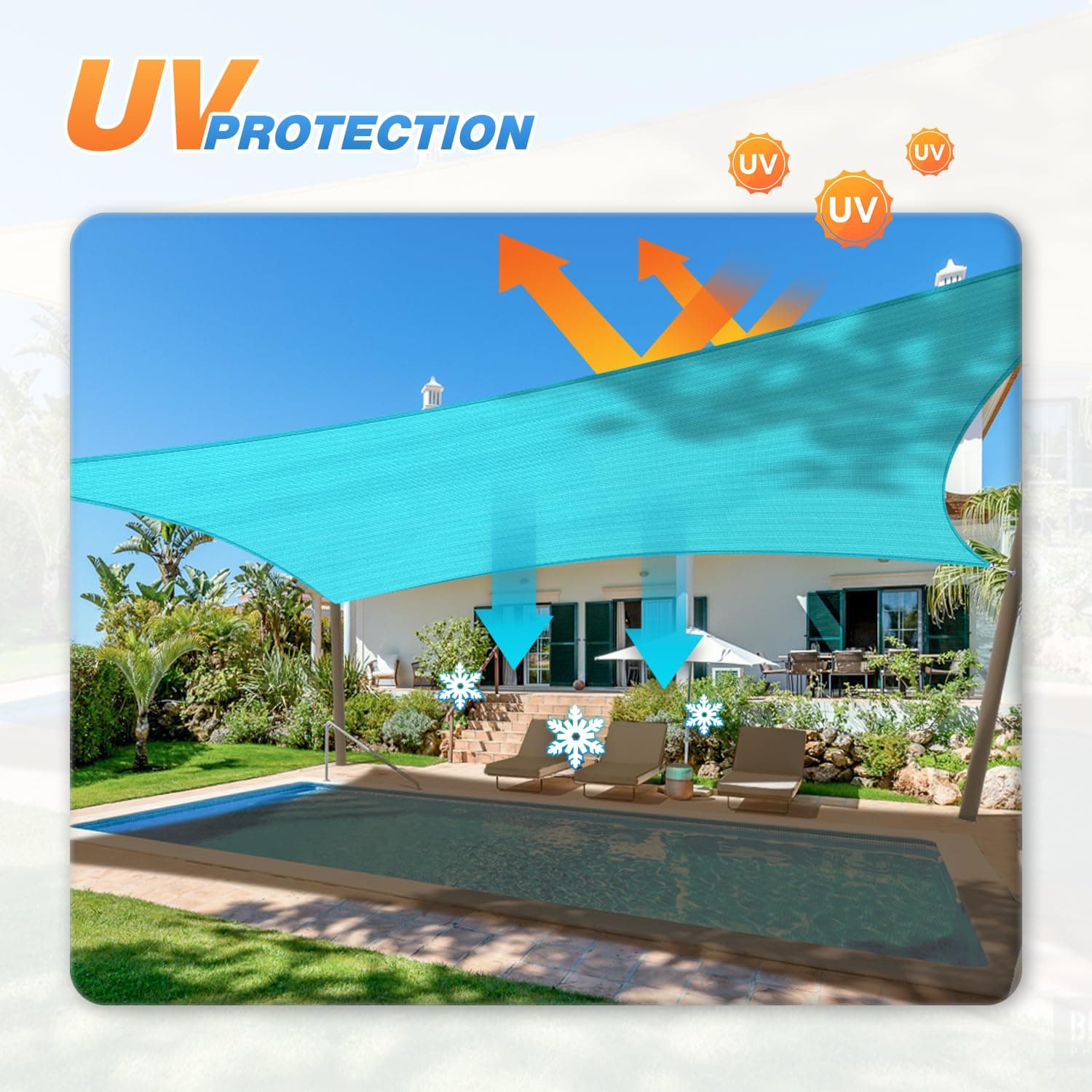 Tang 8X12 Sun Shade Sail Rectangle Sunshade Canopy Uv Block Shade Cloth Pergola - Thumbnail 4
