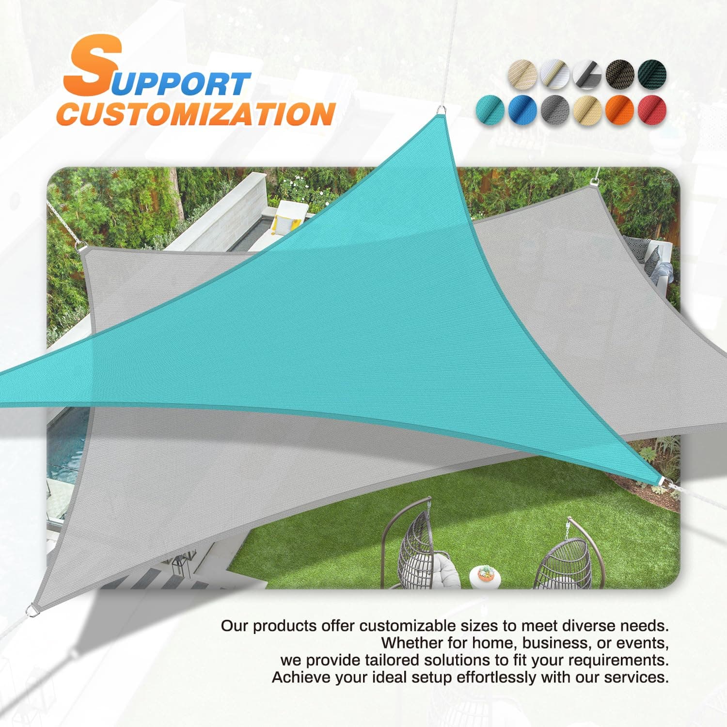 Tang 8X12 Sun Shade Sail Rectangle Sunshade Canopy Uv Block Shade Cloth Pergola - Thumbnail 6