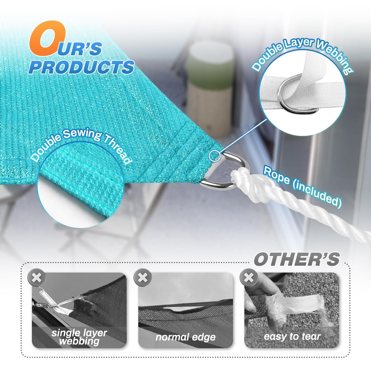 Tang 8X12 Sun Shade Sail Rectangle Sunshade Canopy Uv Block Shade Cloth Pergola - Thumbnail 3