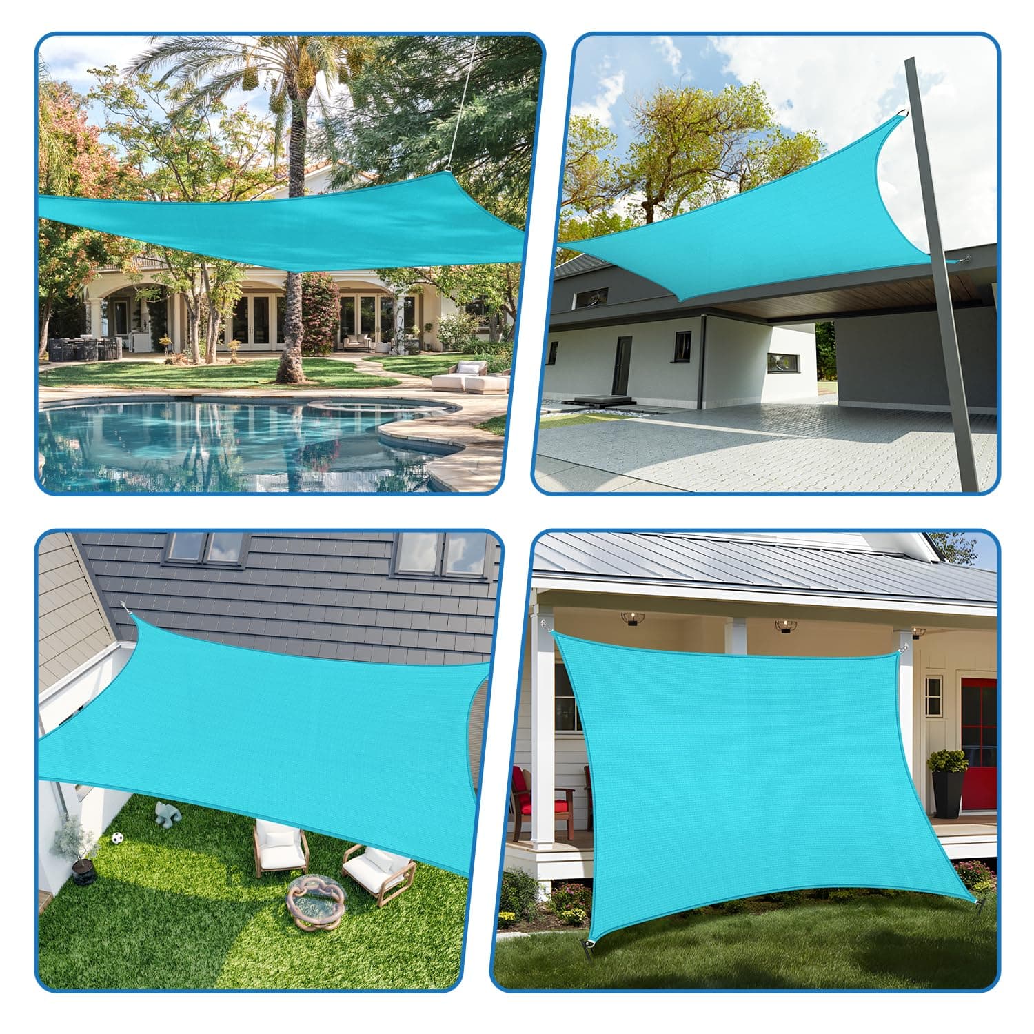 Tang 8X12 Sun Shade Sail Rectangle Sunshade Canopy Uv Block Shade Cloth Pergola - Thumbnail 2