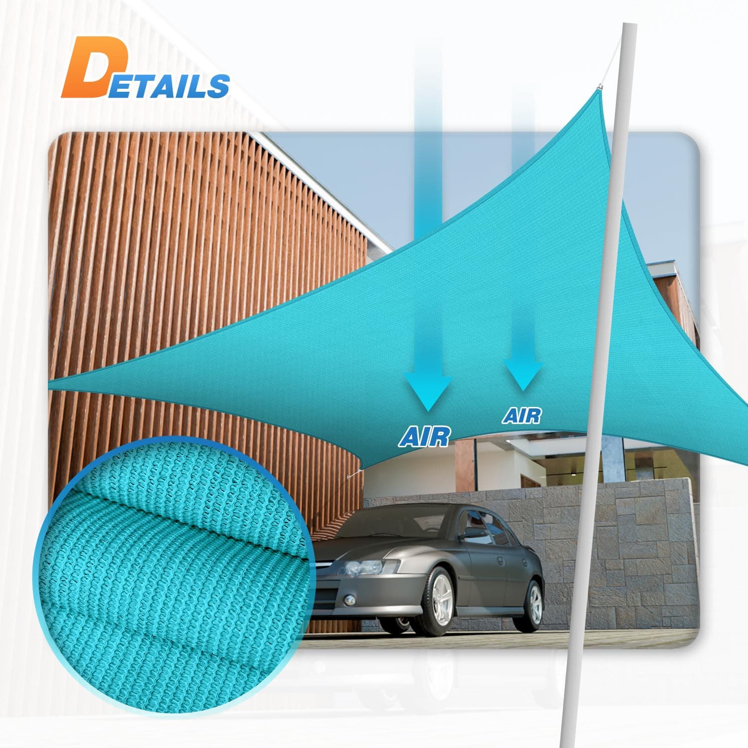Tang 8X12 Sun Shade Sail Rectangle Sunshade Canopy Uv Block Shade Cloth Pergola - Thumbnail 5