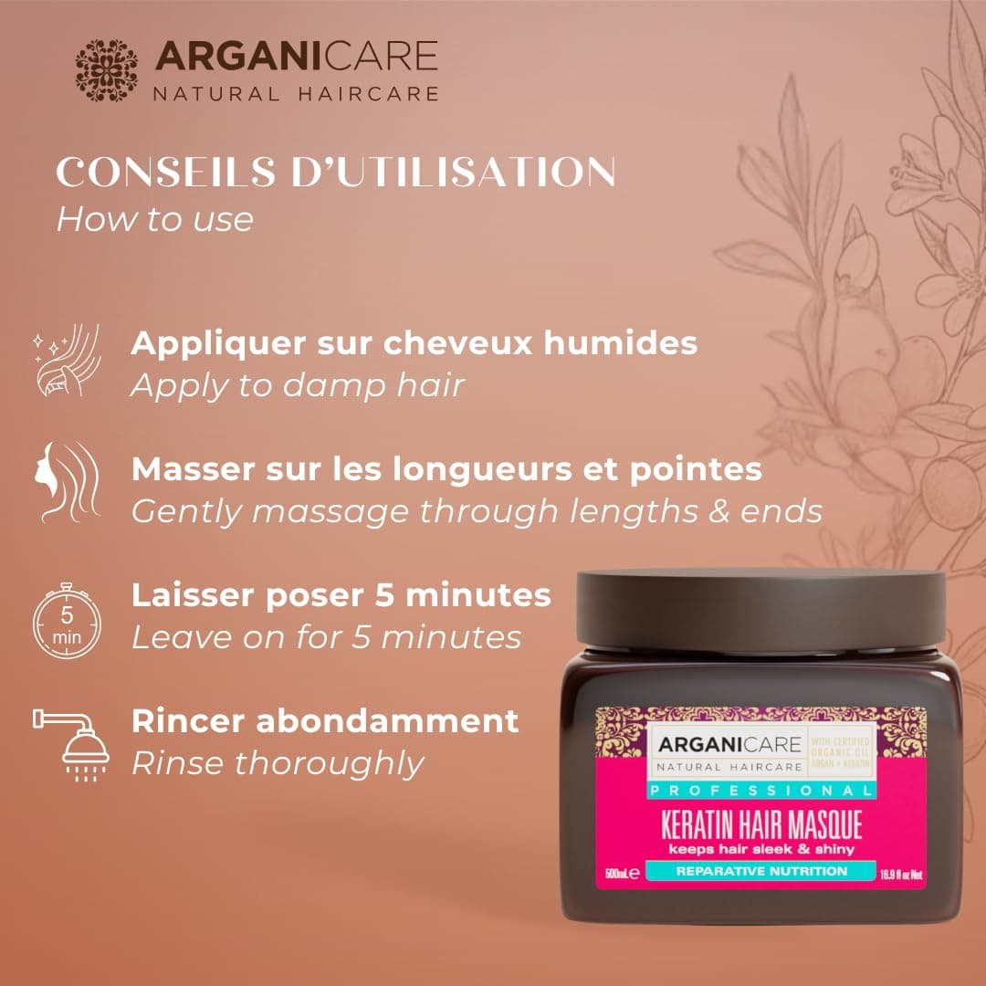 Arganicare Keratin Range Repair And Nutritious Mask Organic Keratin Nourishes - Thumbnail 6