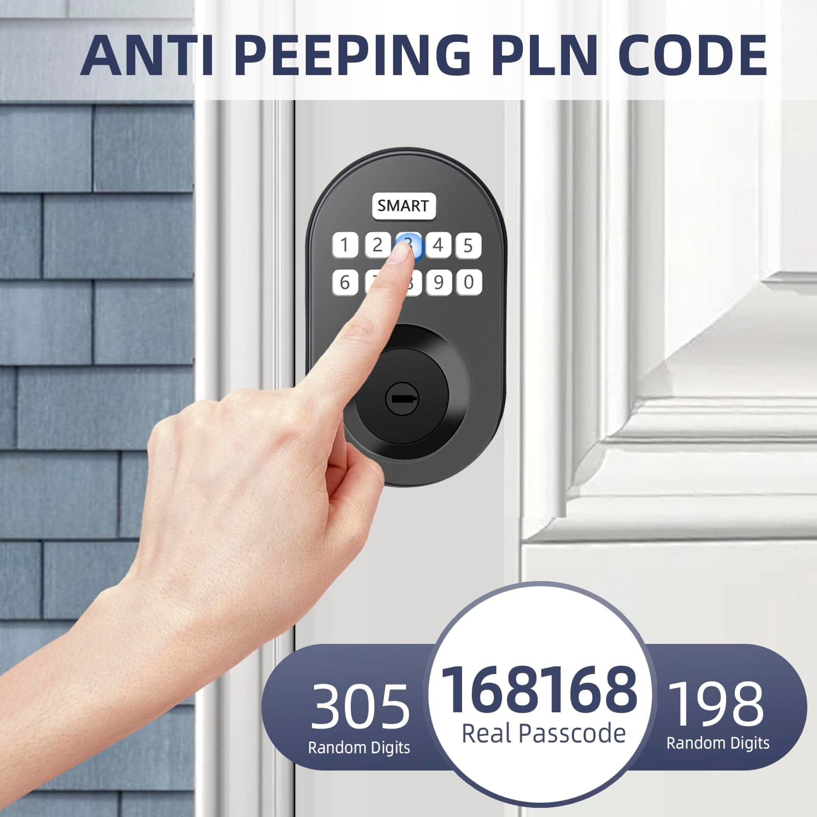 Minia Keypad Deadbolt Auto Lock Anti-Peeking Password Cerraduras Inteligentes - Thumbnail 3