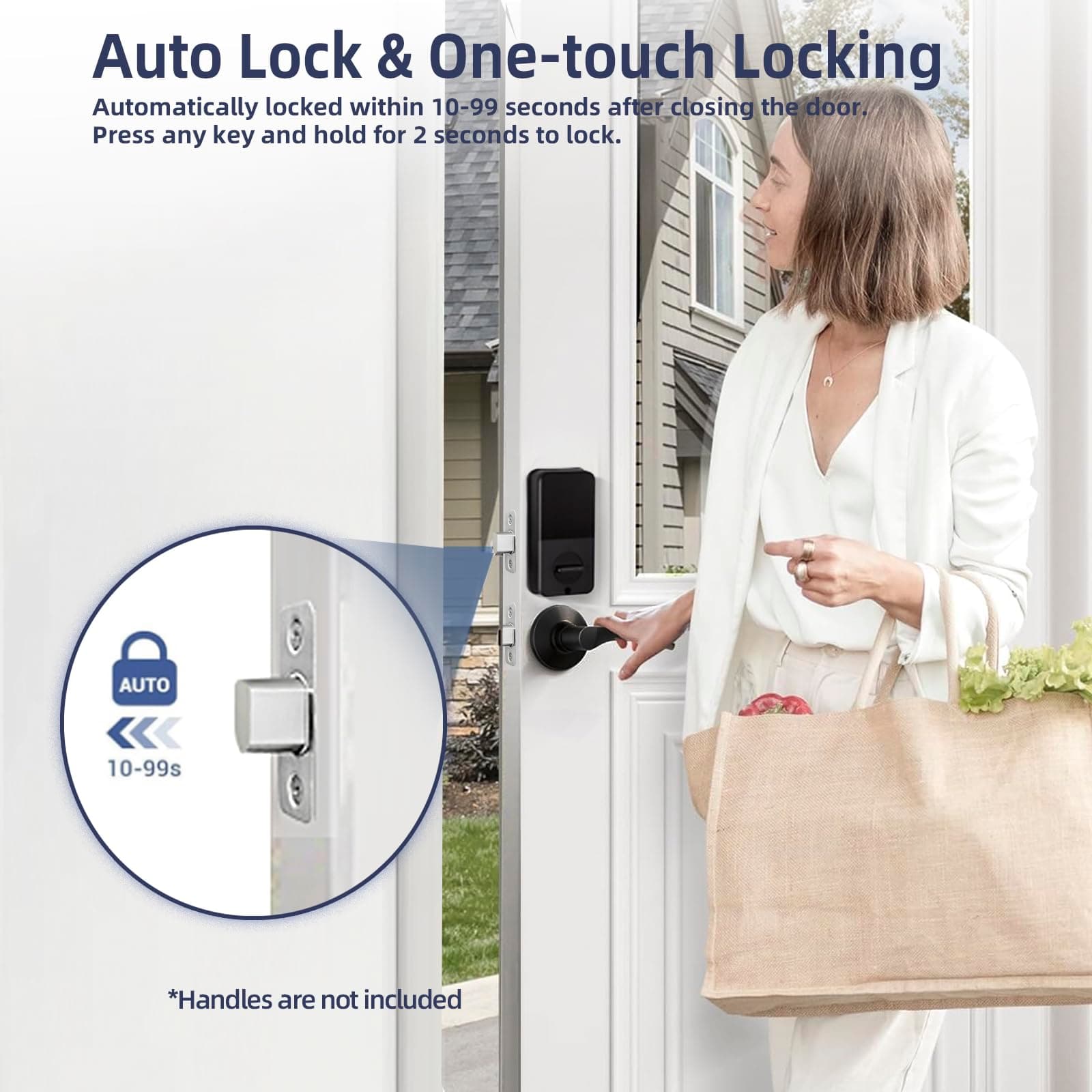 Minia Keypad Deadbolt Auto Lock Anti-Peeking Password Cerraduras Inteligentes - Thumbnail 4