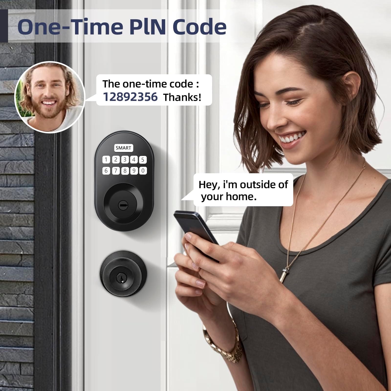 Minia Keypad Deadbolt Auto Lock Anti-Peeking Password Cerraduras Inteligentes - Thumbnail 5