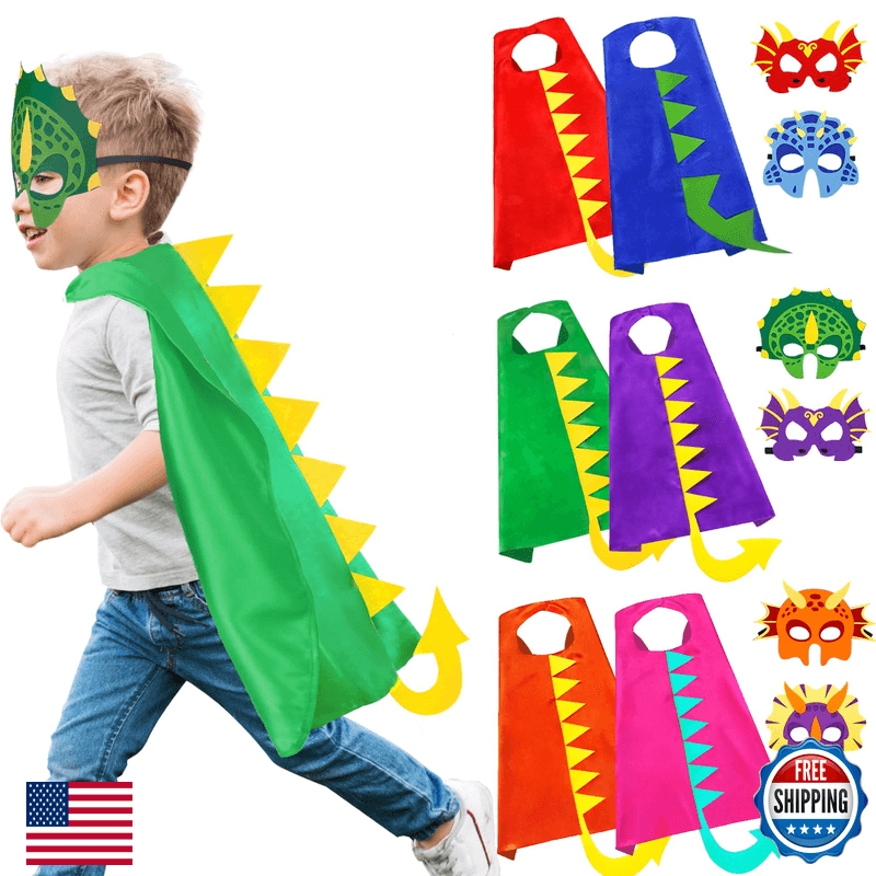 Irolewin Toddler Dragon-Dinosaur-Costumes For Kids Dino Party Capes Masks As