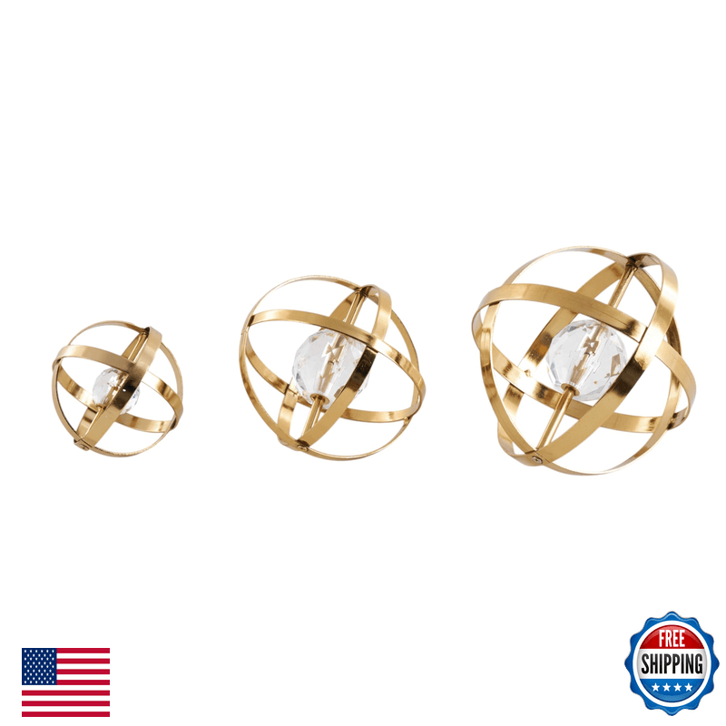 Deco 79 Metal Geometric Decorative Sculpture Orb Home Decor Statues Acrylic