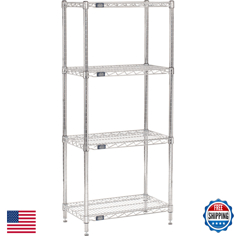 Nexel 14 X 24 X 63 4 Tier Adjustable Wire Shelving Unit Nsf Listed Commercial