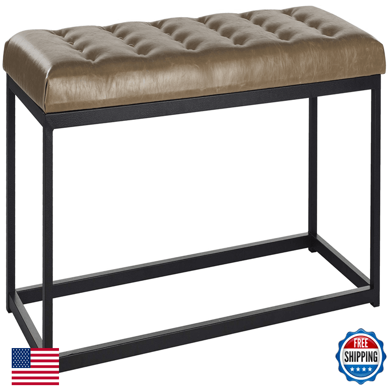 Safavieh Home Collection Reynolds Tan Tufted Upholstered Accent Bench Modern