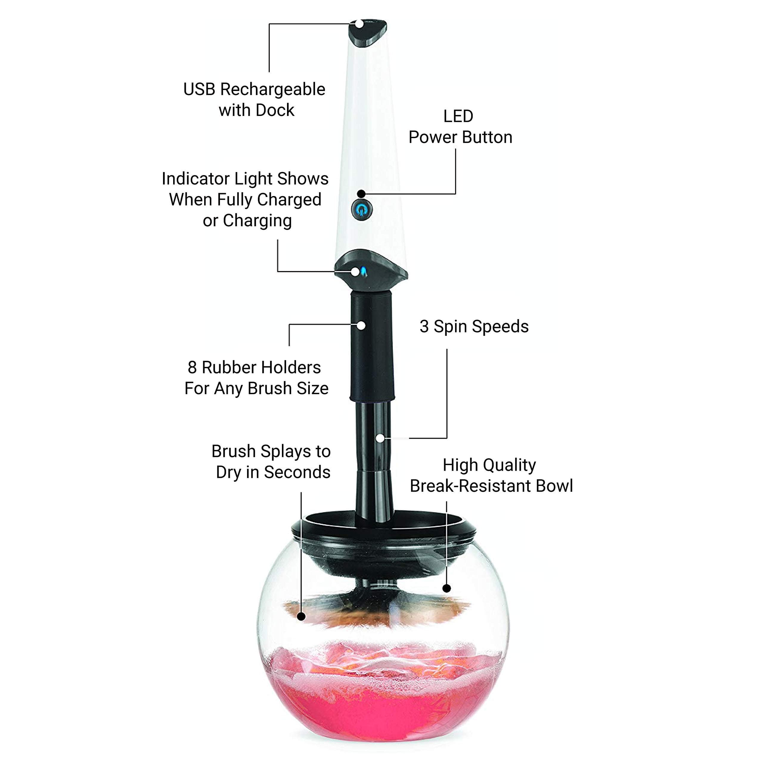 Luxe Electric Makeup Brush Cleaner Machine Cleaning Solution - Usb Charging - Thumbnail 4